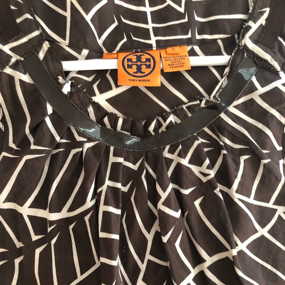 Tory Burch - Lightweight Sleeveless Blouse, Brown/White Leaf Print, Grosgrain - Picture 5 of 10